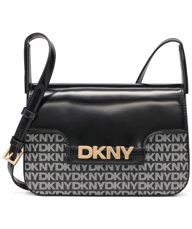 DKNY Women's Avril Crossbody Bag, Black and Black Logo, Black And Black Logo, Small