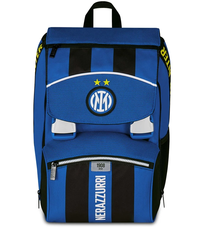 Seven Inter Football Backpack Double Expandable Compartment, Blue, Maxi Capacity, Preformed Backrest, Child, Elementary, blue, Taglia unica, Casual - Image 1