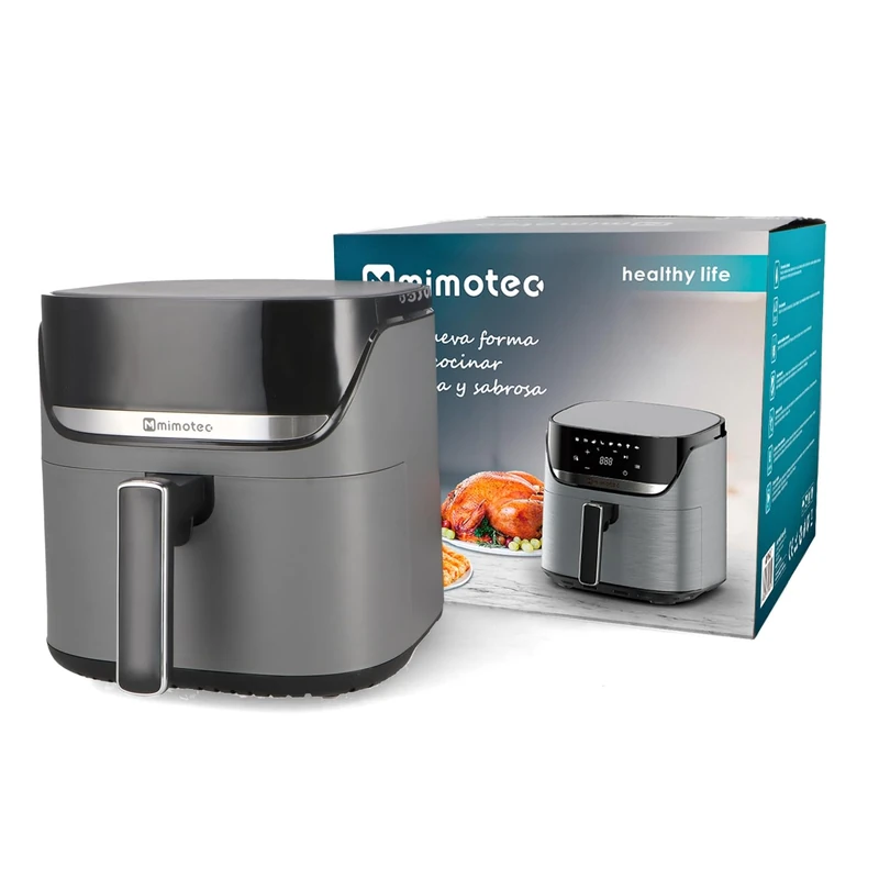 M mimotec Biota Touch Air Fryer 7.6L - Oil Free Air Fryer, 2000W, Touch Screen, 8 Digital Menus, 60-Minute Adjustable Timer, 80-200°C, Fat Reduction, Healthy Cooking