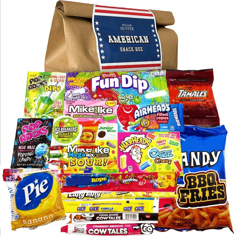 William Hunter American Sweets Gift Bag - Wide Selection Sweet Hamper, Great Value American Sweet Hamper for Children or Adults, Variety Box of Iconic American Candy