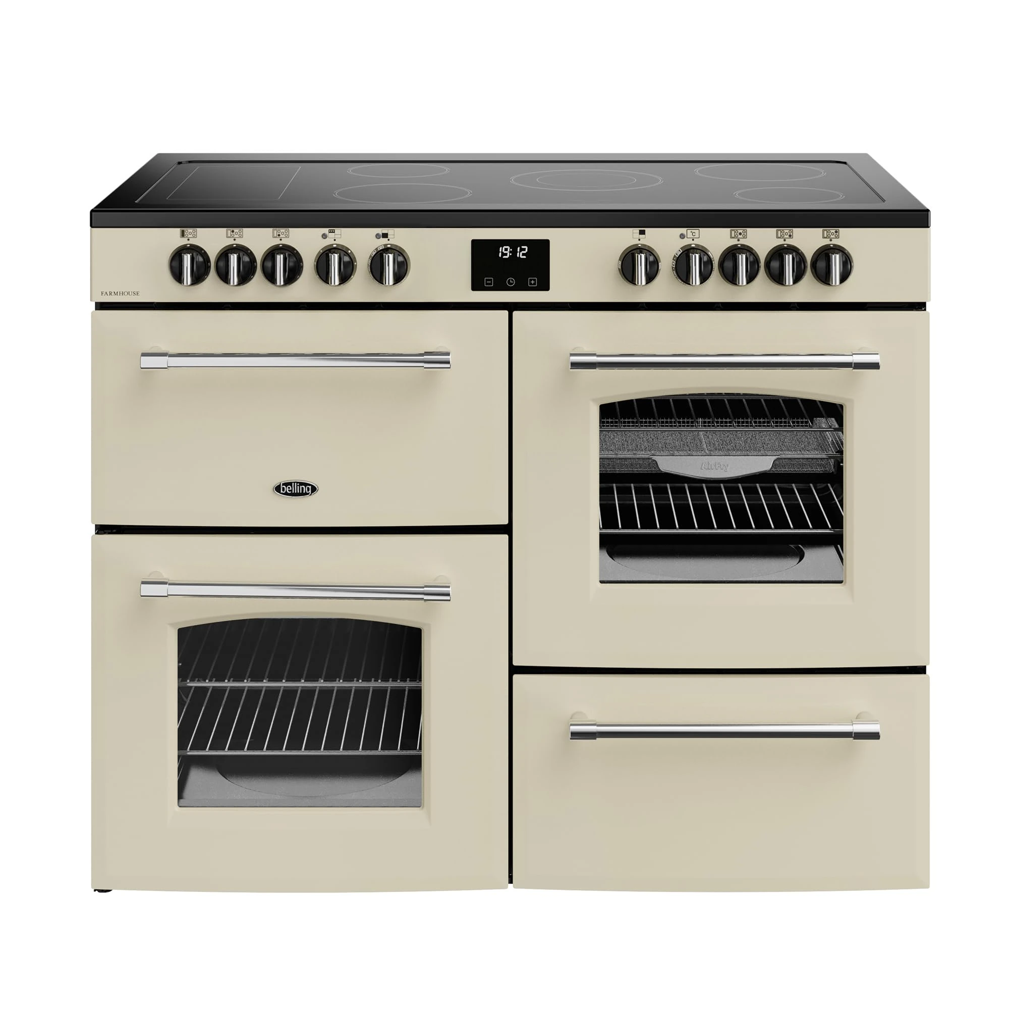 Belling Farmhouse 110E 110cm Electric Range Cooker with Ceramic Hob - Cream - A/A Rated