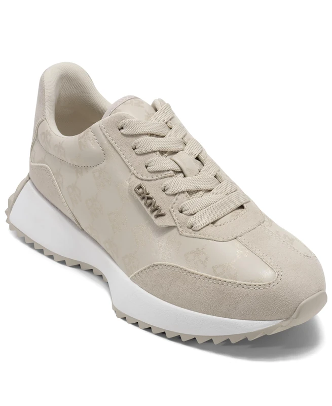 DKNY Women's Naples-Lace Up Trainers, Bone, 4.5 UK