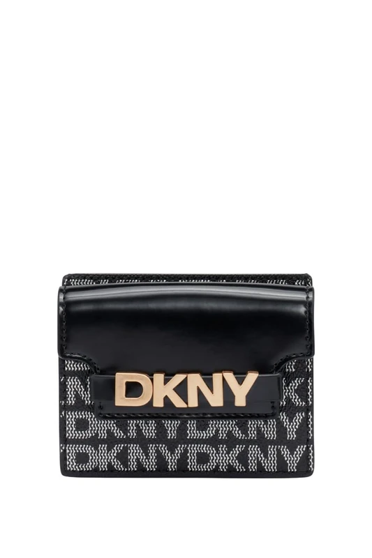 DKNY Women's Avril Cardcase Card Case, Black and Black Logo, Black and Black Logo, Small