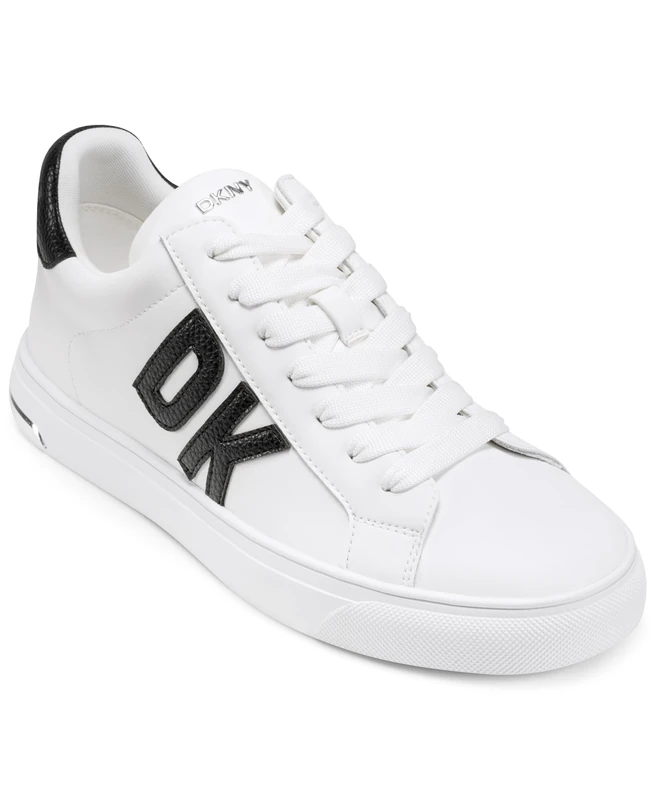 DKNY Women's Abeni Lace Up Trainers, White and Black, 4.5 UK