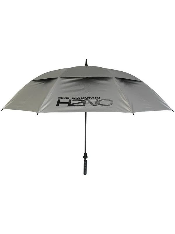 Sun Mountain H2NO Waterproof Premium Ergonomic 50 SPF Dual Clear Canopy Durable Golf Umbrella 172cm / 67" Vision Umbrella Grey (Silver) - Image 1