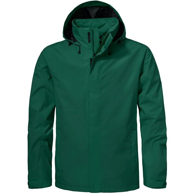 Schöffel Gmund M Men's Jacket, Windproof and Waterproof Rain Jacket, Breathable Outdoor Jacket, Hiking Jacket with Stowable Hood, Green, 42