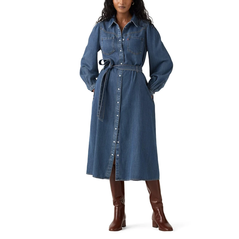 Levi's Damen Journey Ls Maxi Dress Lässiges Kleid, Celestial Blue, XS - Image 1