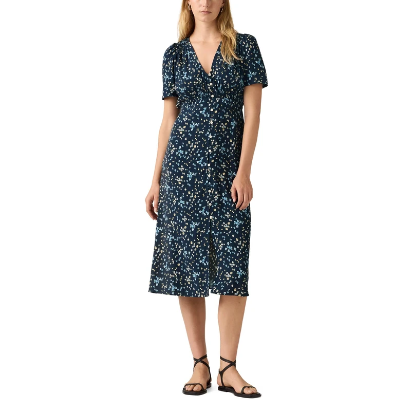 Levi's Paola SS Crepe Midi Dress Casual, Mavis Floral Blue As, S Women's, Mavis Floral Blue As, S