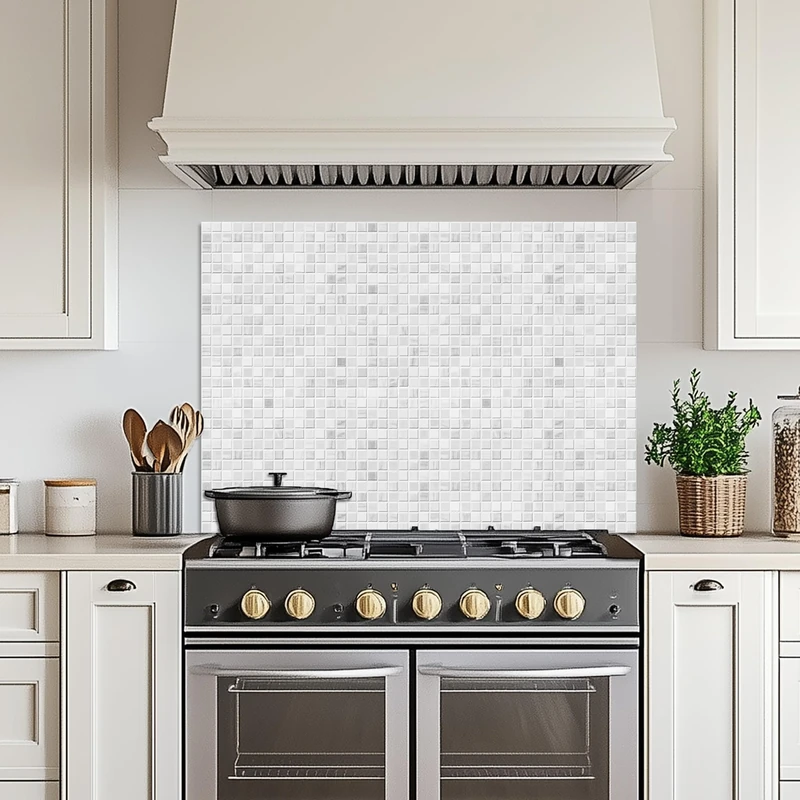 CREARREDA Aluminium Kitchen Splash Guard 84 x 60 cm Easy to Apply Made in Italy Protection for Stoves and Walls Washable and Easy to Assemble Metal Splatter Guard for Sink