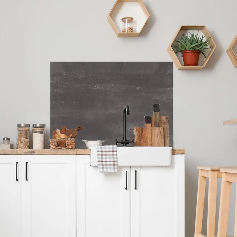 CREARREDA Aluminium Kitchen Splash Guard 84 x 60 cm Easy to Apply Made in Italy Protection for Stoves and Walls Washable and Easy to Assemble Metal Splatter Guard for Sink