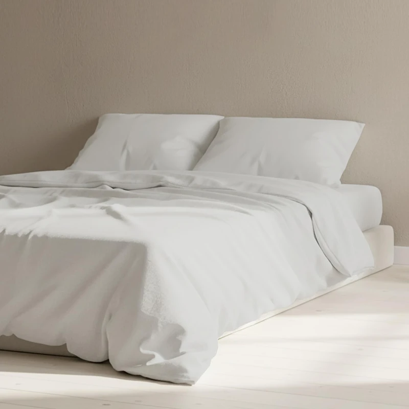 The Linen Company NY 100% Cotton Percale – Double Duvet Cover, Light, Cool & Crisp Hotel Feel, Breathable, Skin-Friendly, Lightweight, Temperature-Regulating Bedding for Comfortable Sleep (Light Grey)