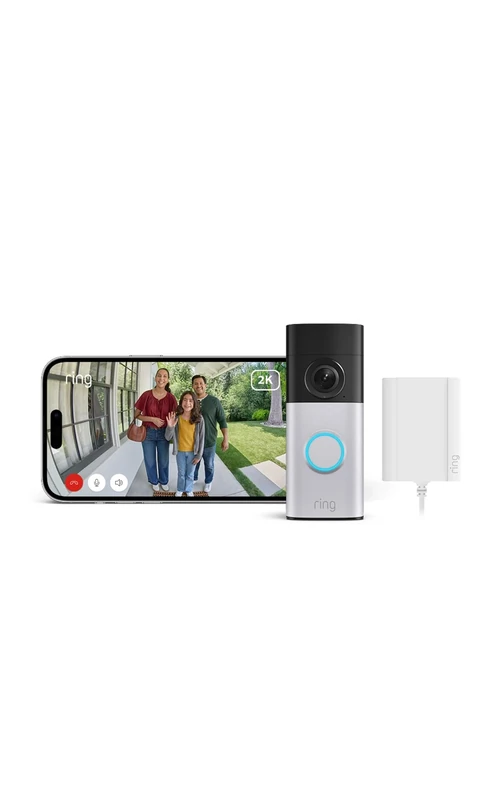 Ring Wired Video Doorbell Plus (newest gen) | with Plug-In Adaptor | DIY Video Doorbell Camera | Retinal 2K | Wide Field of View | Radar Detection | 30-day free trial of Ring Subscription Plan