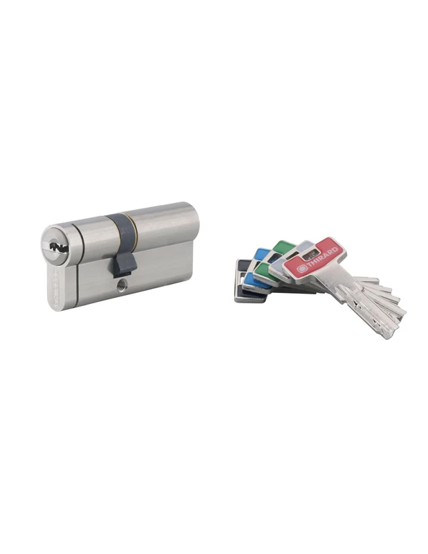 Thirard 380198 Double Entry Lock Cylinder 30 x 40 mm Nickel, Tear, Drill, Anti-Pick 5 Keys, High, Disconnectable Function, Security Level 8, Made in France, Money
