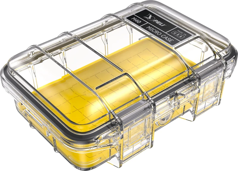 PELI M40 Micro Case – Small Protective Case; Superior Protection for Valuable Equipments and Compact Tools; Water Resistant, Dust Resistant and Crushproof; Volume 1 Litre; Colour: Yellow/Clear