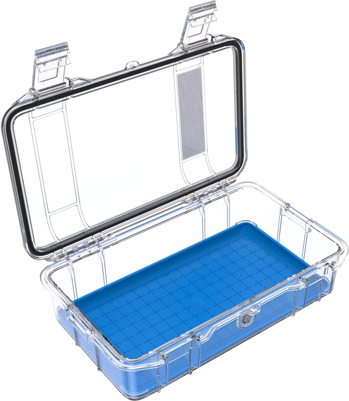PELI M60 Micro Case – Small Protective Case; Superior Protection for Valuable Equipments and Compact Tools; Water Resistant, Dust Resistant and Crushproof; Volume 2 Litres; Colour: BLUE/CLEAR