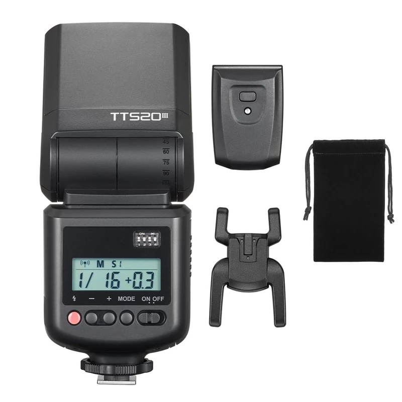 GODOX TT520III Camera Flash with 433MHz Receiver, Single-Contact Hotshoe, 8 Power Levels Compatible for Canon Sony Nikon Fuji Panasonic Olympus