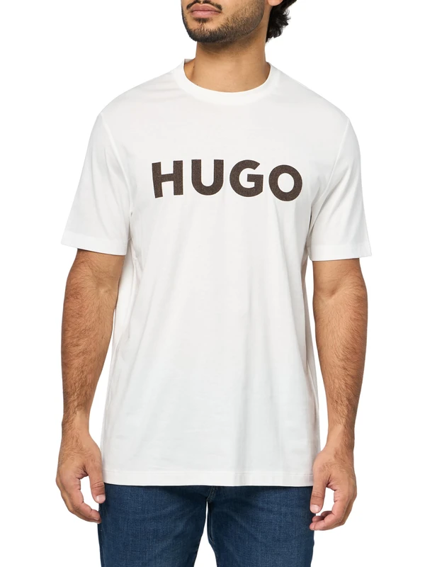 Hugo Print Logo Short Sleeve T-Shirt T-Shirt for Men, New Cloud White, XXL - Image 1