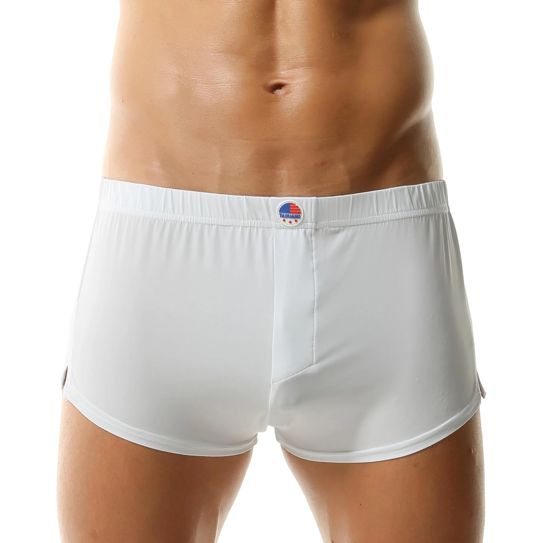 TADUANO Men's Underwear Boxer Trunks Short Low Rise Cut Fashion Sports Style Booty Thin Stretchy White