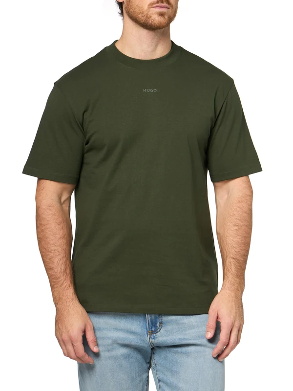 HUGO Men's Small Center Logo Jersey Short Sleeve T-Shirt, Hunter Green, XXL