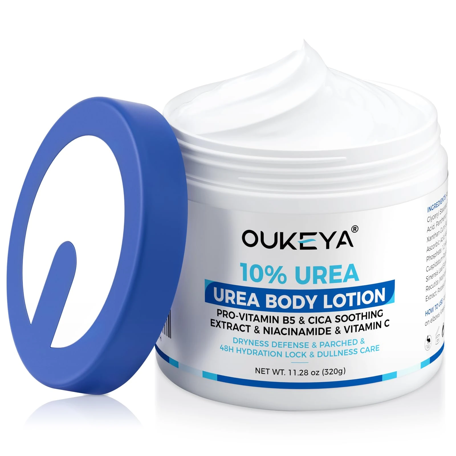 OUKEYA 10% Urea Body Lotion for Dry & Cracked Skin, 320g Deep Hydration & Repair Cream with Centella & Licorice, Non-Greasy, Soothes Rough Skin, Suitable for Sensitive Skin