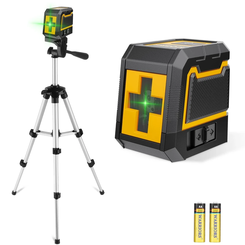 ASOBRIS Cross Line Laser Level Tripod - 24m Self-Leveling Battery