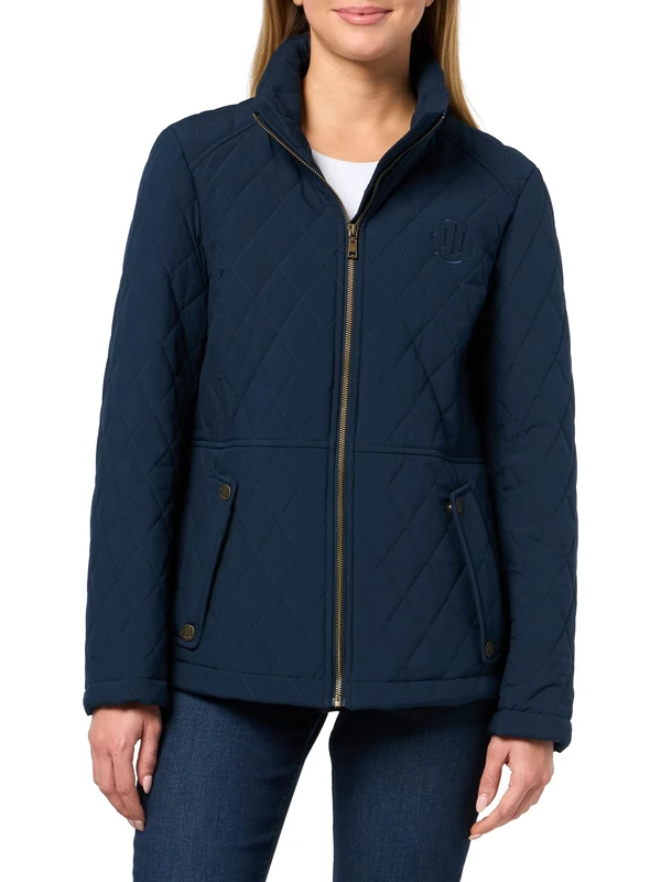 Tommy Hilfiger Women's Brass Hardware Quilted Barn Jacket - Navy L