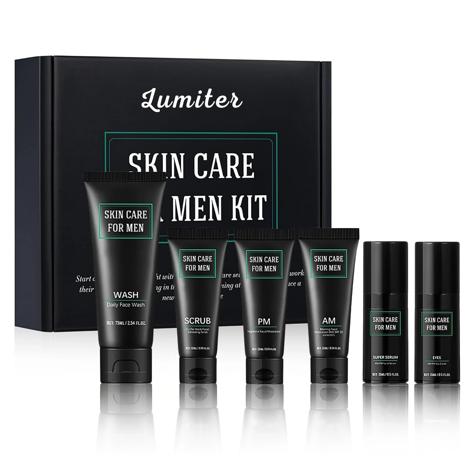 Mens Skin Care Sets & Kits, Mens Anti Aging Routine MensGift Set, Men Pamper Gift Sets: Face Wash, Serum, Day & Night Moisturizer, Exfoliating Scrub, Eye Cream, Tighten & Hydrate Skin, 6PCS