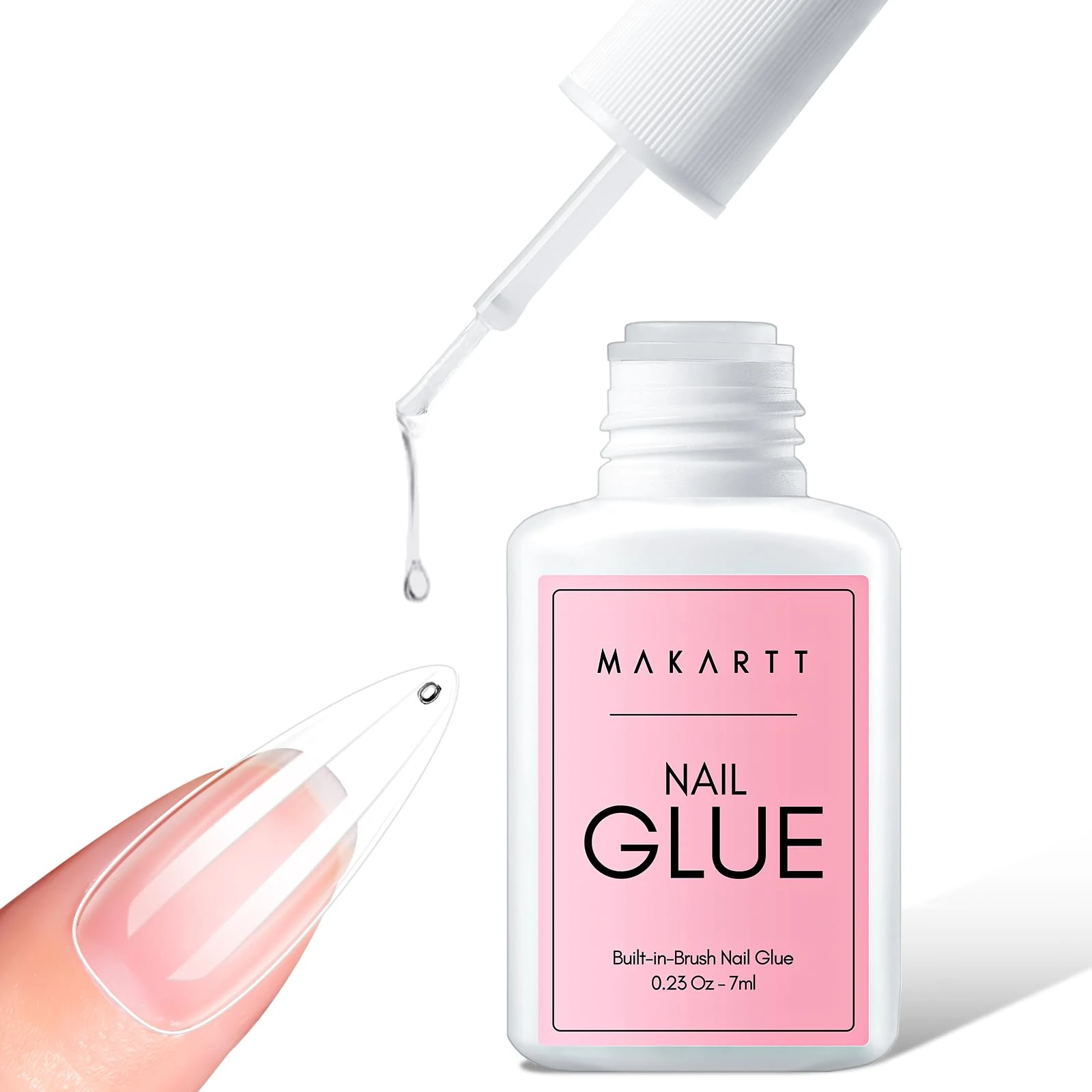 Makartt Extra Strong Nail Glue with Brush – 5s Dries Quickly, Long-Lasting Hold, 7ml Acrylic Adhesive for Nail Tips, Fake Nails & Repairs, No Nail Lamp Needed