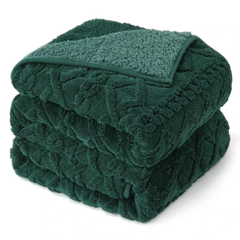 Drewin Weighted Blanket Queen Size 15lbs for Adults,Dark Green,60" x 80"