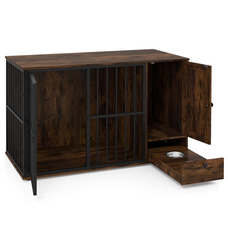 GYMAX Dog Crate Furniture, Heavy Duty Dog Kennel