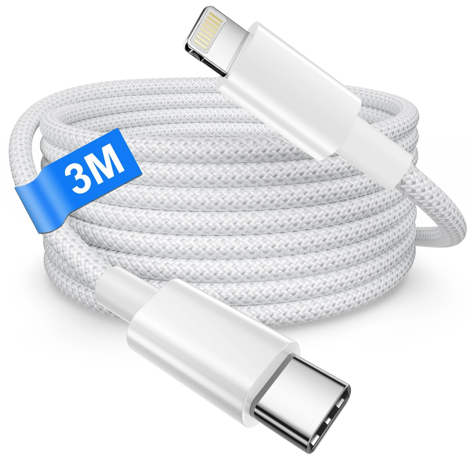 USB C to Lightning Cable 3M [MFi Certified], USB C iPhone Charger Cable for Apple iPhone 14 Pro Max/14 Plus/13/12/11/X/8, Fast Charge Nylon Lightning Cable USBC iPhone Cable Fast Charging Lead Wire