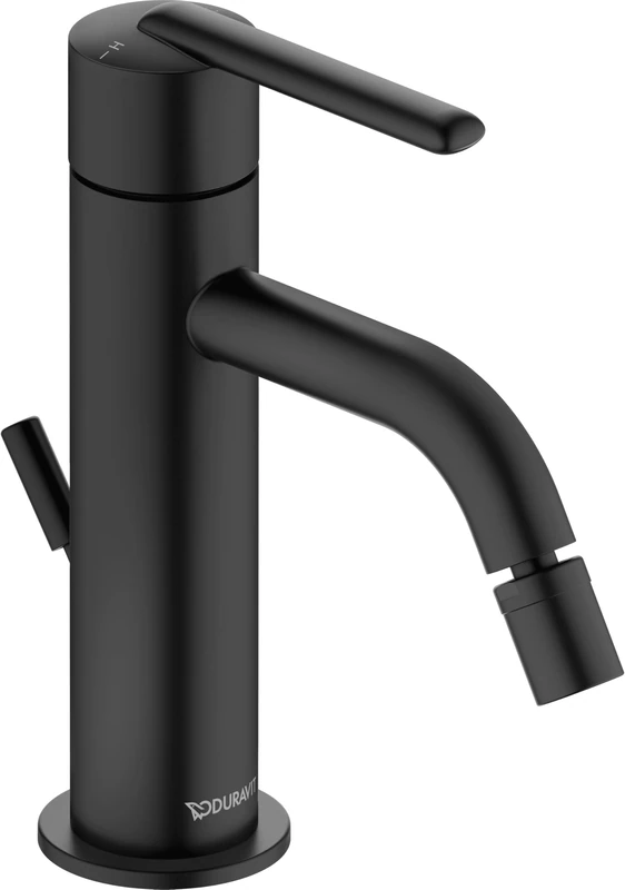 Duravit Balcoon Single Lever Bidet Mixer Tap (Spout Height 119mm) Bidet Mixer with Pop Up Waste - Matt Black