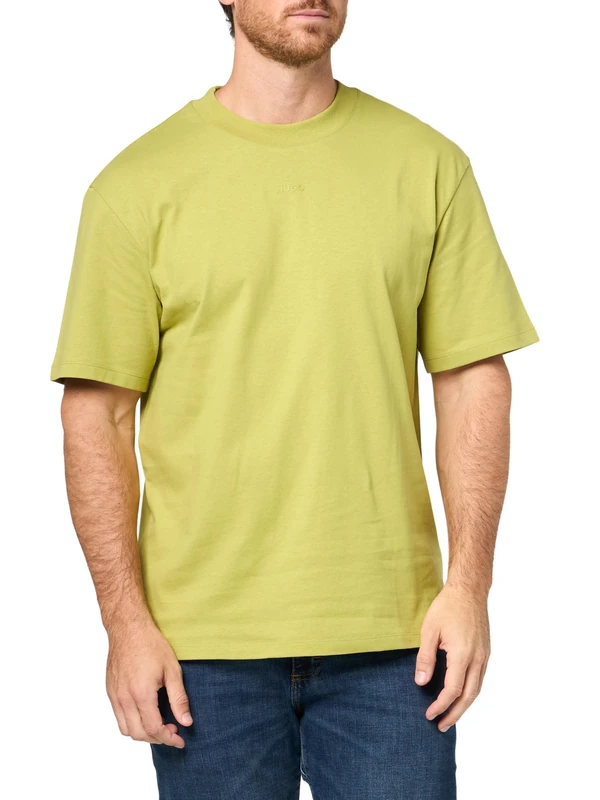 Hugo Men's Small Center Logo Jersey Short Sleeve T-Shirt, Fresh Moss Green, XL
