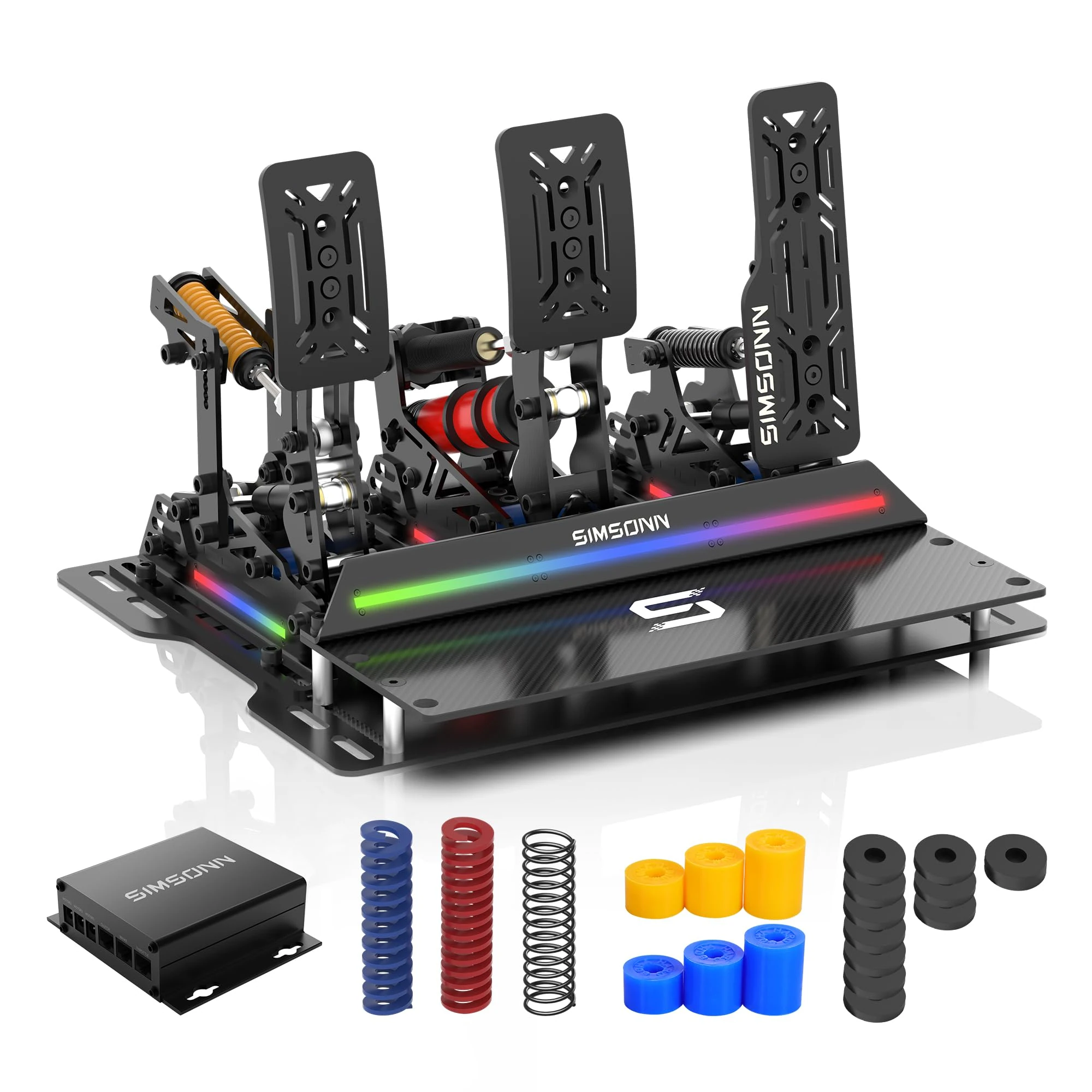 SIMSONN Pro X Ultra Sim Racing Pedals PC Racing Simulator Pedals Load Cell HE Hydraulic Pedals Support VAM, VAM RPO Vibration Motor (PROX U-P3-3 Hydraulic Dampers-Plate)