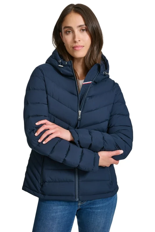 Tommy Hilfiger Women's Outerwear Lightweight Jacket, Navy, Medium