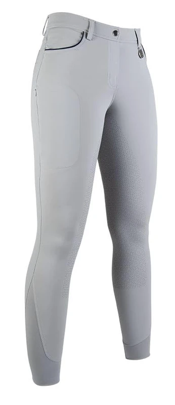 HKM Women's Equilibrio Style Silicone Full seat Riding Leggings, Light Grey, 30/32