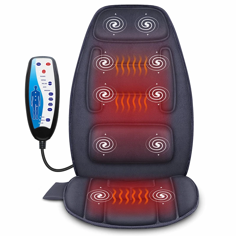 Snailax Massager seat with Heat, Back Massager Features 10 Vibration Motors and a Heating Function for deep Tissue Relief. Perfect for Home or Office use, Gifts for Women,Men