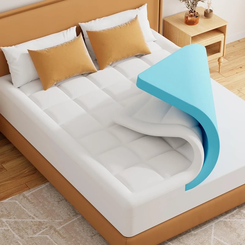 ELEMUSE Mattress Topper Double Bed for Back Pain Relief - Firm Mattress Topper with Washable Cover(Double Size-135x190cm)