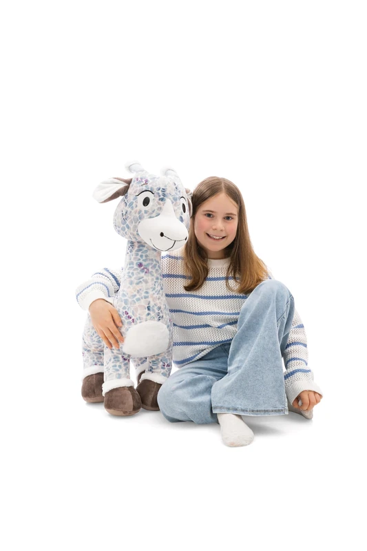 NICI 62437 Cuddly Toy, Giraffe Winny Winterfur, 70 cm, Blue, Soft Plush, Cute Stuffed Animal for Cuddling and Playing, Great Gift Idea for Children and Adults