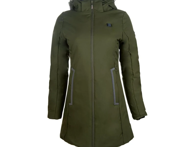 HKM Women's Elegant Style Heating Coat, Olive Green, L