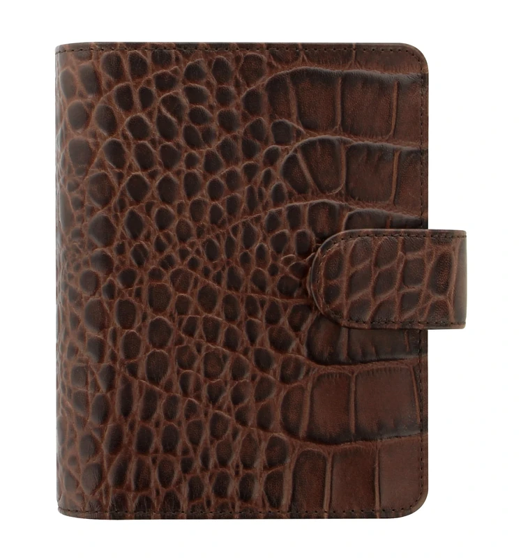 Filofax Classic Croc Pocket Leather Organiser - Chestnut