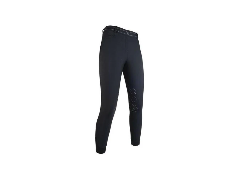 HKM Women's Softshell Elegance Style Silicone Knee Patch Riding Breeches, Black, 30