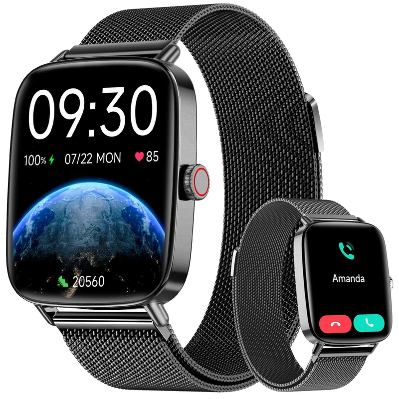 Smart Watch for Men (Answer/Make Calls), 1.85" HD Screen Fitness Watch with Bluetooth 5.3, Heart Rate/Sleep/SpO2 Monitor,110+ Sports Modes,IP68 Waterproof Smartwatch, Activity Tracker for Android iOS