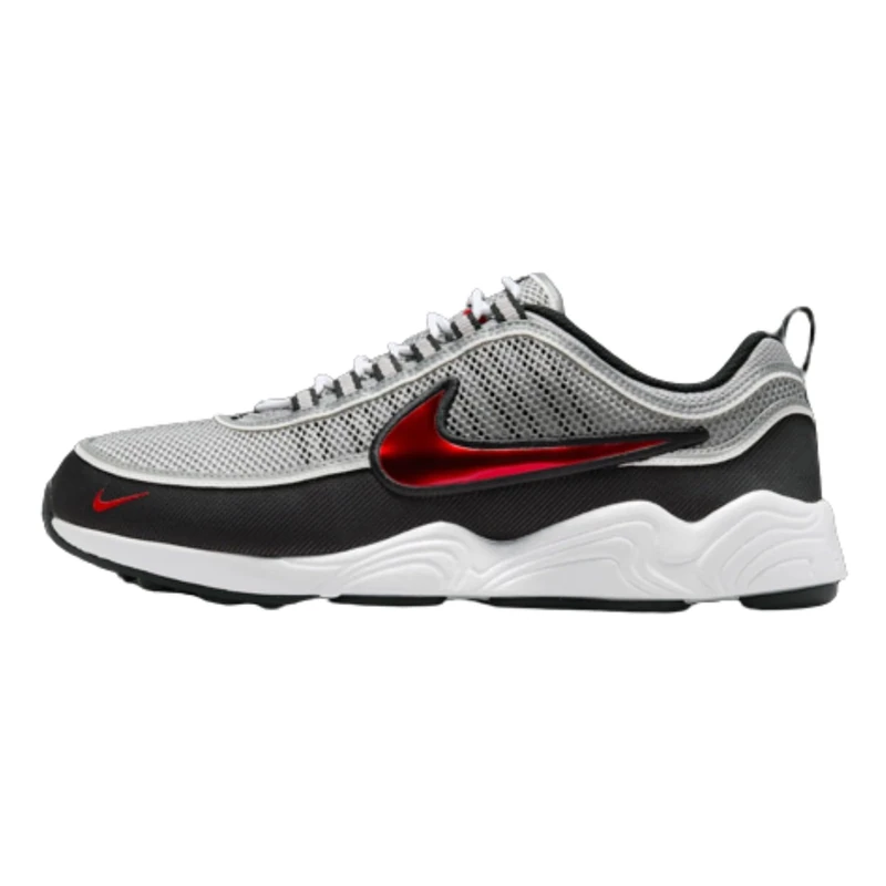 NIKE Men's Air Zoom Spiridon SP Sneaker, Metallic Silver Sport Red Black White, 4.5 UK