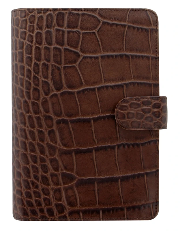 Filofax Classic Croc Personal Leather Organiser - Chestnut
