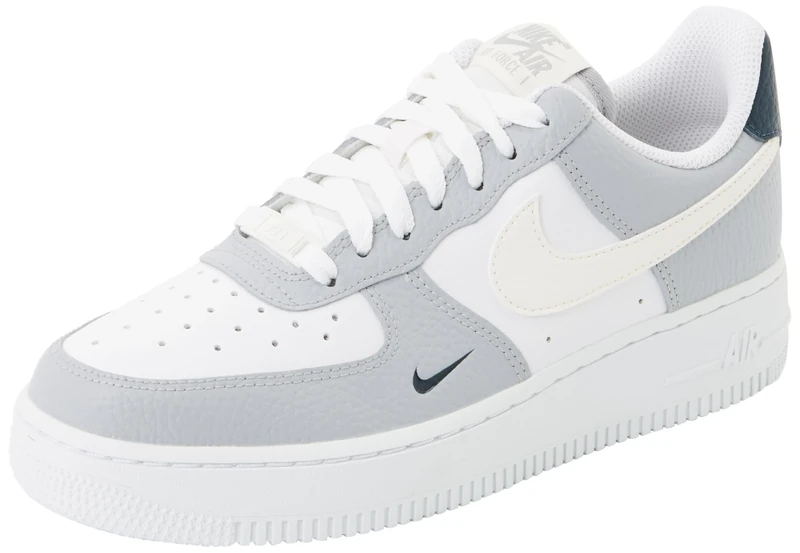 NIKE Women's Air Force 1 '07 Sneaker, Wolf Grey Sail White Armory Navy, 3.5 UK
