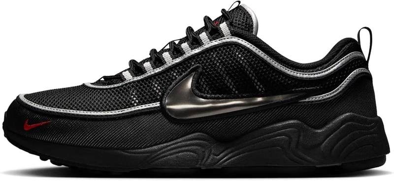 NIKE Men's Air Zoom Spiridon SP Sneaker, Black Black Metallic Silver Sport Red, 5.5 UK