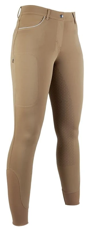 HKM Women's Equilibrio Style Silicone Full seat Riding Breeches, Brandy, 24