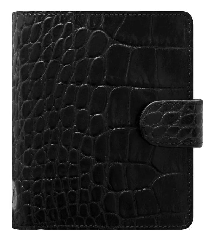 Filofax Classic Croc Pocket Leather Organiser - Ebony