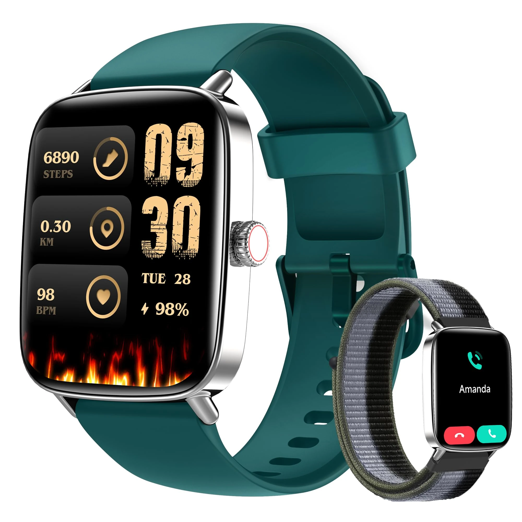 Smart Watch for Men (Answer/Make Calls), 1.85" HD Screen Fitness Watch with Bluetooth 5.3, Heart Rate/Sleep/SpO2 Monitor,110+ Sports Modes,IP68 Waterproof Smartwatch, Activity Tracker for Android iOS